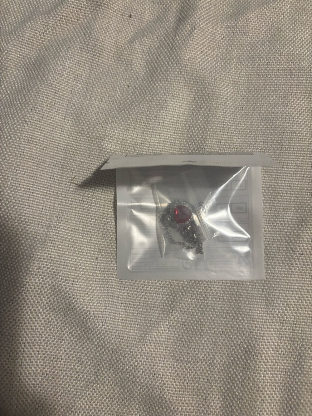 Silver Necklace with Red Gem Pendant